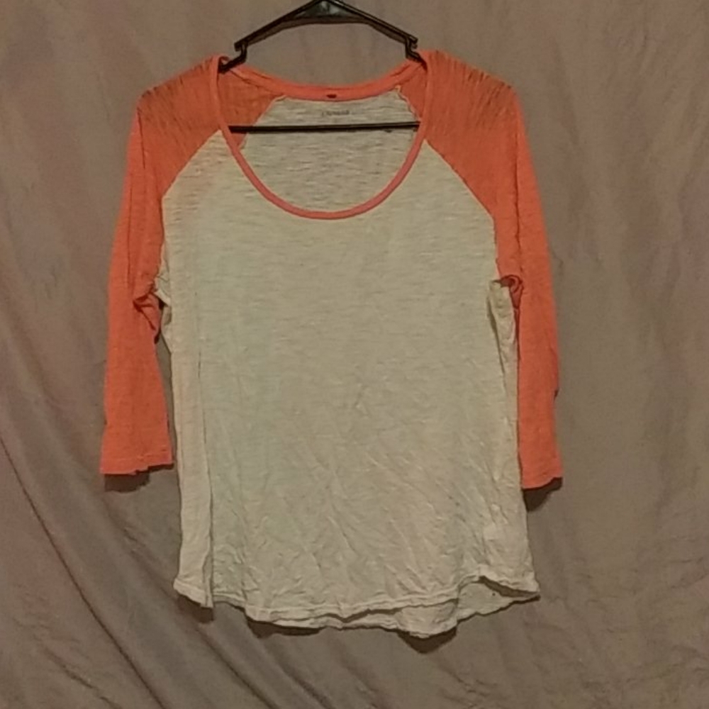 Coral Pink and White LongSleeve Shirt